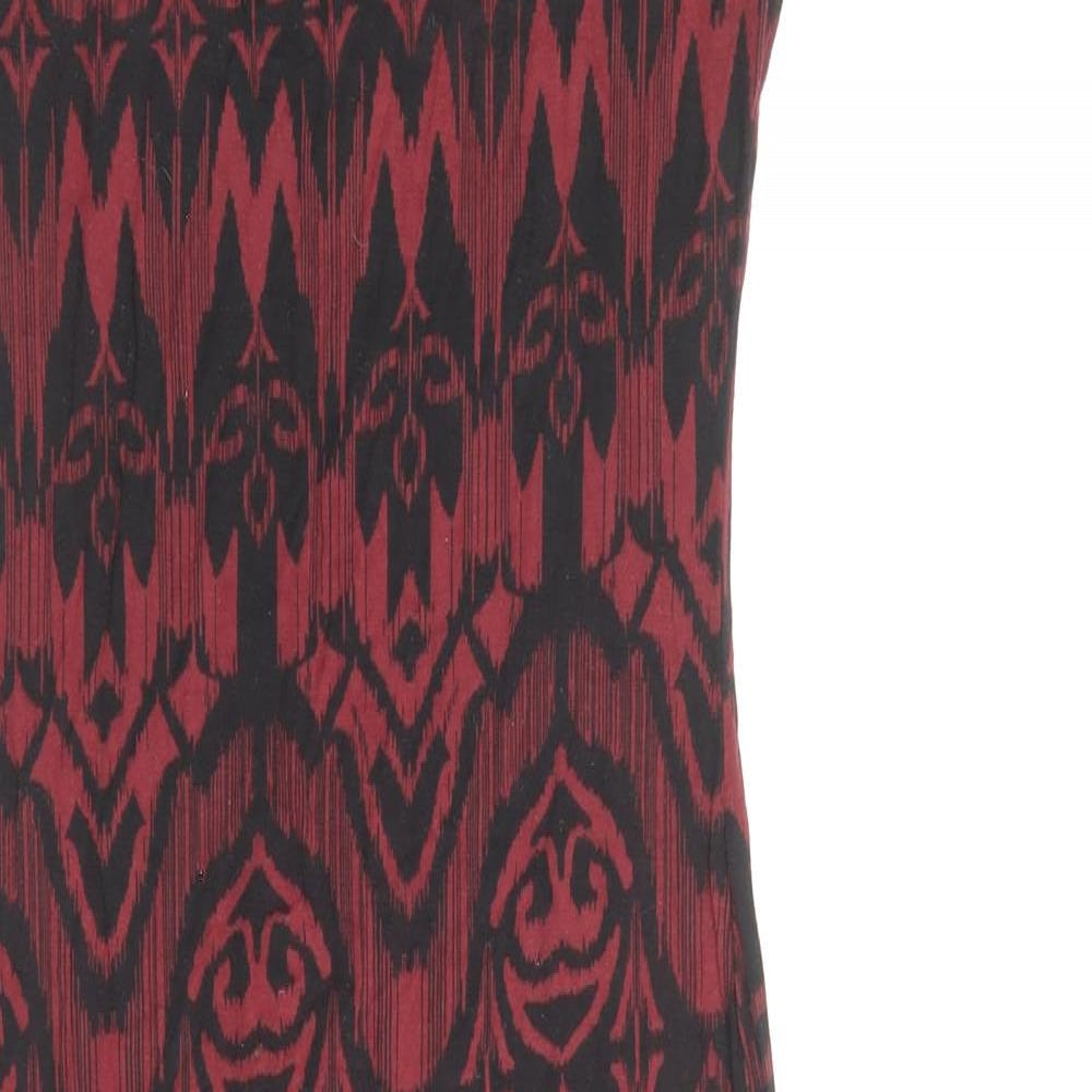 New Look Womens Red Geometric Viscose Bodycon Size 8 Scoop Neck Pullover