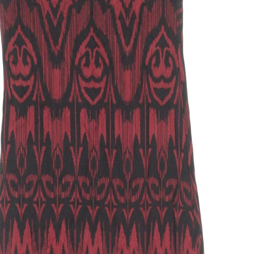 New Look Womens Red Geometric Viscose Bodycon Size 8 Scoop Neck Pullover