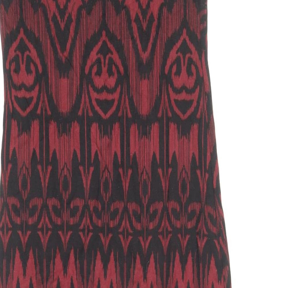 New Look Womens Red Geometric Viscose Bodycon Size 8 Scoop Neck Pullover