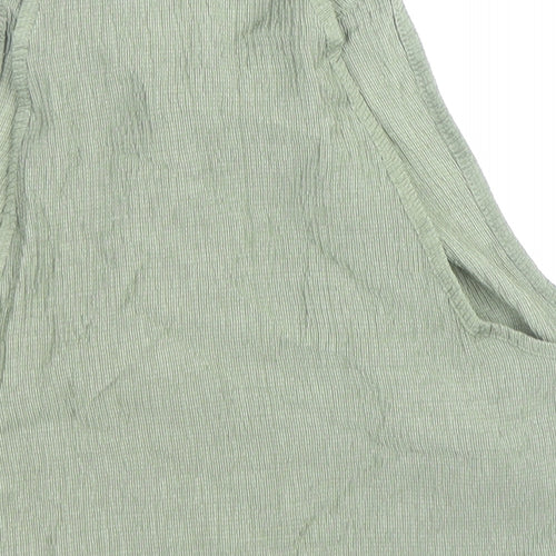 Cider Womens Green Viscose Cropped Button-Up Size XS Collared