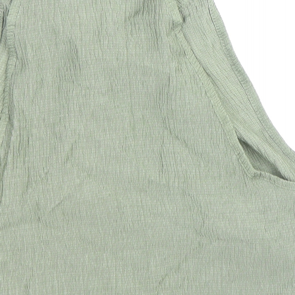 Cider Womens Green Viscose Cropped Button-Up Size XS Collared