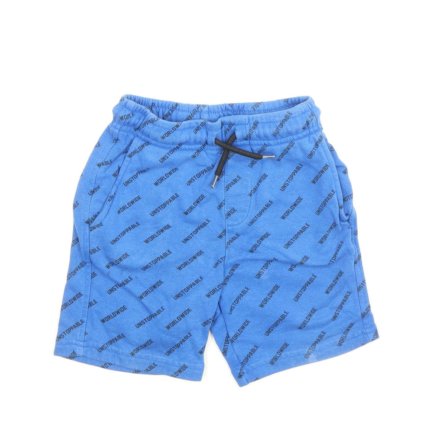 George Boys Blue Geometric Cotton Sweat Shorts Size 5-6 Years Regular Drawstring - Worldwide