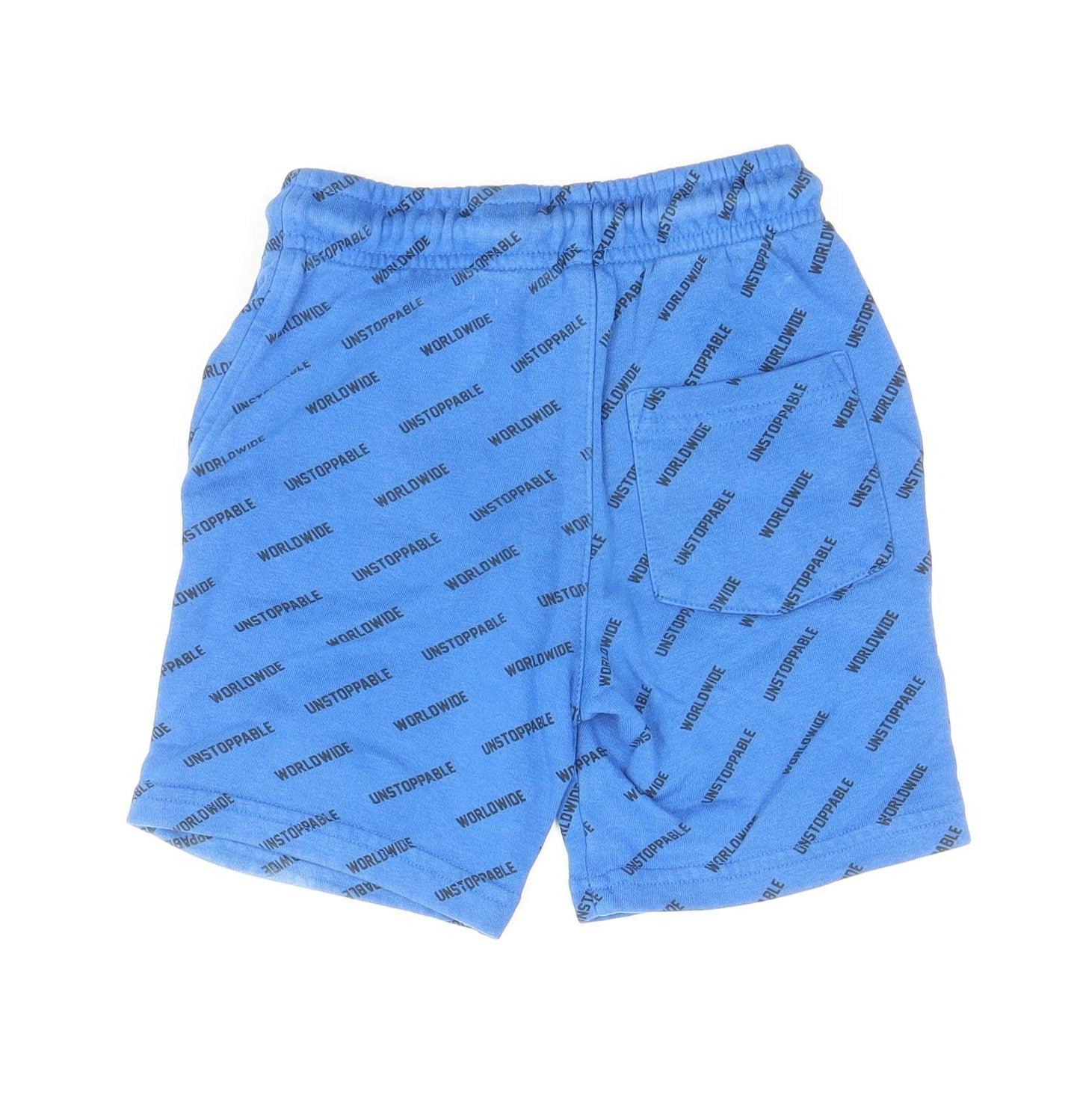 George Boys Blue Geometric Cotton Sweat Shorts Size 5-6 Years Regular Drawstring - Worldwide