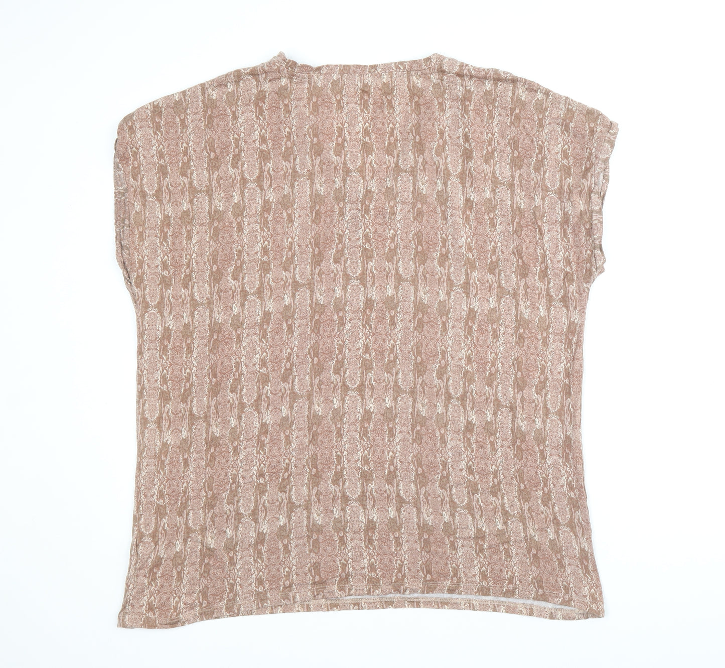 TU Womens Brown Animal Print Viscose Basic Tank Size 20 V-Neck - Snakeskin Pattern