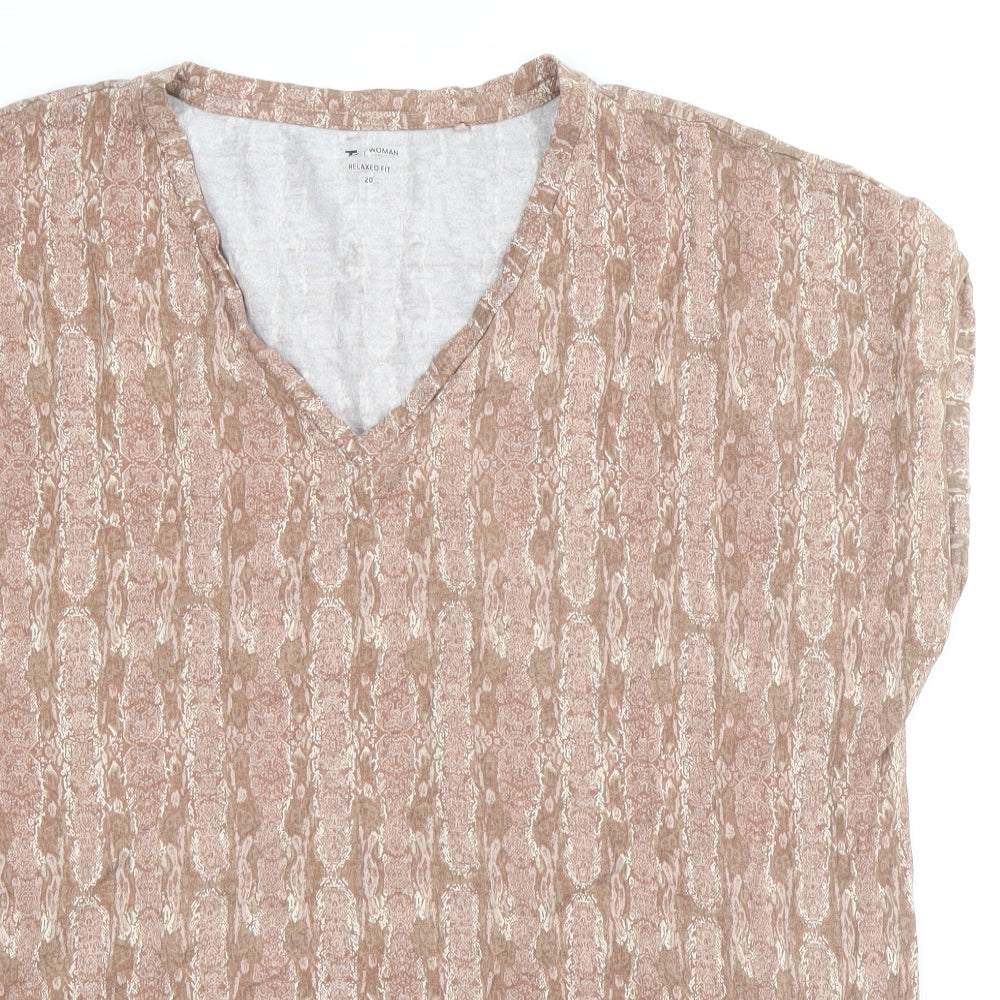 TU Womens Brown Animal Print Viscose Basic Tank Size 20 V-Neck - Snakeskin Pattern