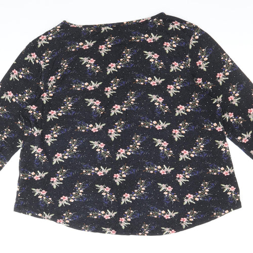 Atmoshpere Womens Black Floral Viscose Basic Blouse Size 18 Boat Neck