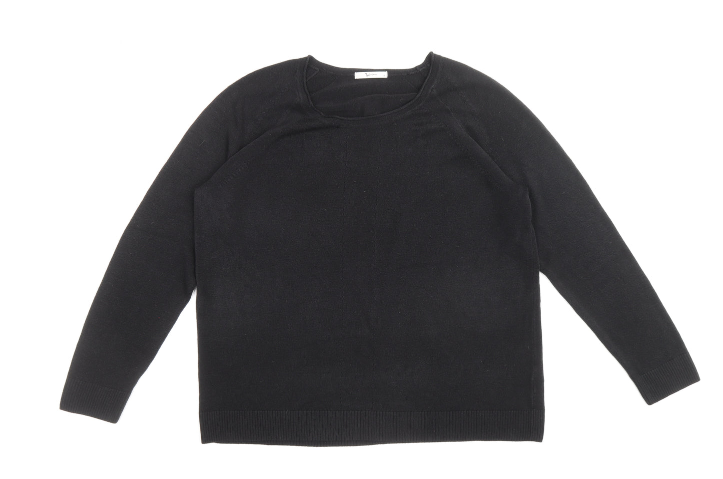 TU Womens Black Scoop Neck Acrylic Pullover Jumper Size 18