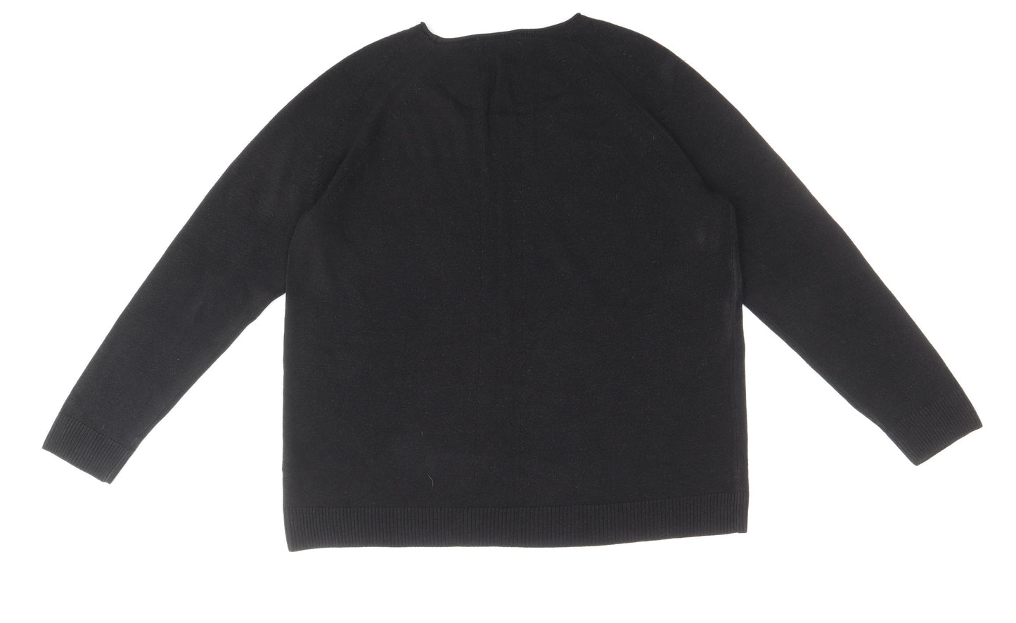 TU Womens Black Scoop Neck Acrylic Pullover Jumper Size 18