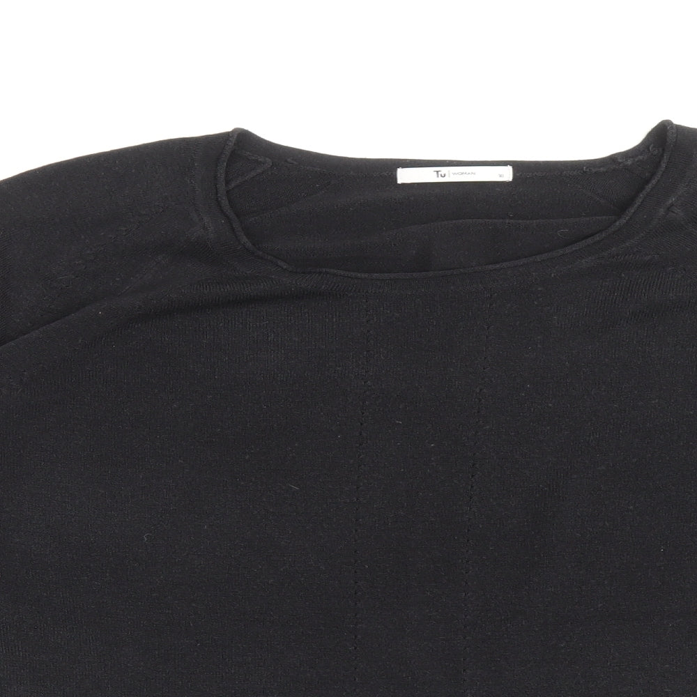 TU Womens Black Scoop Neck Acrylic Pullover Jumper Size 18