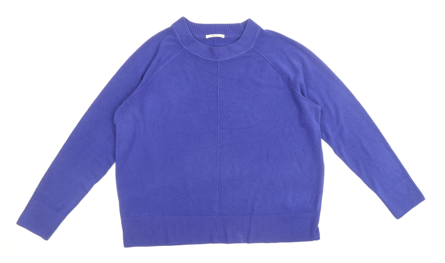 TU Womens Blue Scoop Neck Acrylic Pullover Jumper Size 20