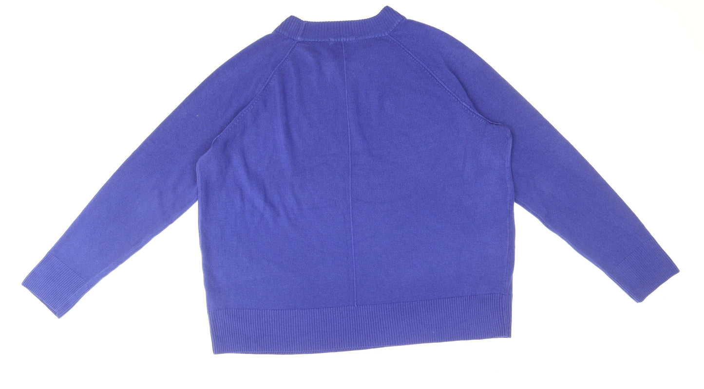TU Womens Blue Scoop Neck Acrylic Pullover Jumper Size 20