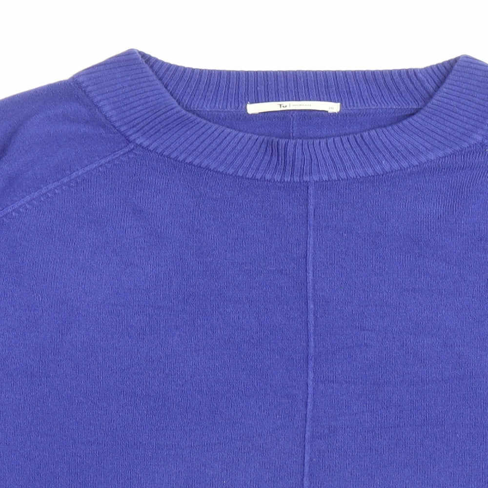 TU Womens Blue Scoop Neck Acrylic Pullover Jumper Size 20