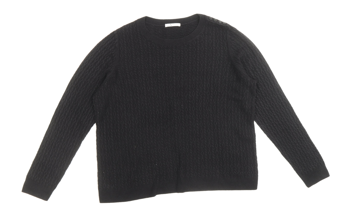 TU Womens Black Scoop Neck Acrylic Pullover Jumper Size 18