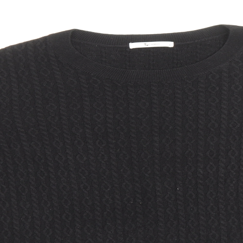 TU Womens Black Scoop Neck Acrylic Pullover Jumper Size 18