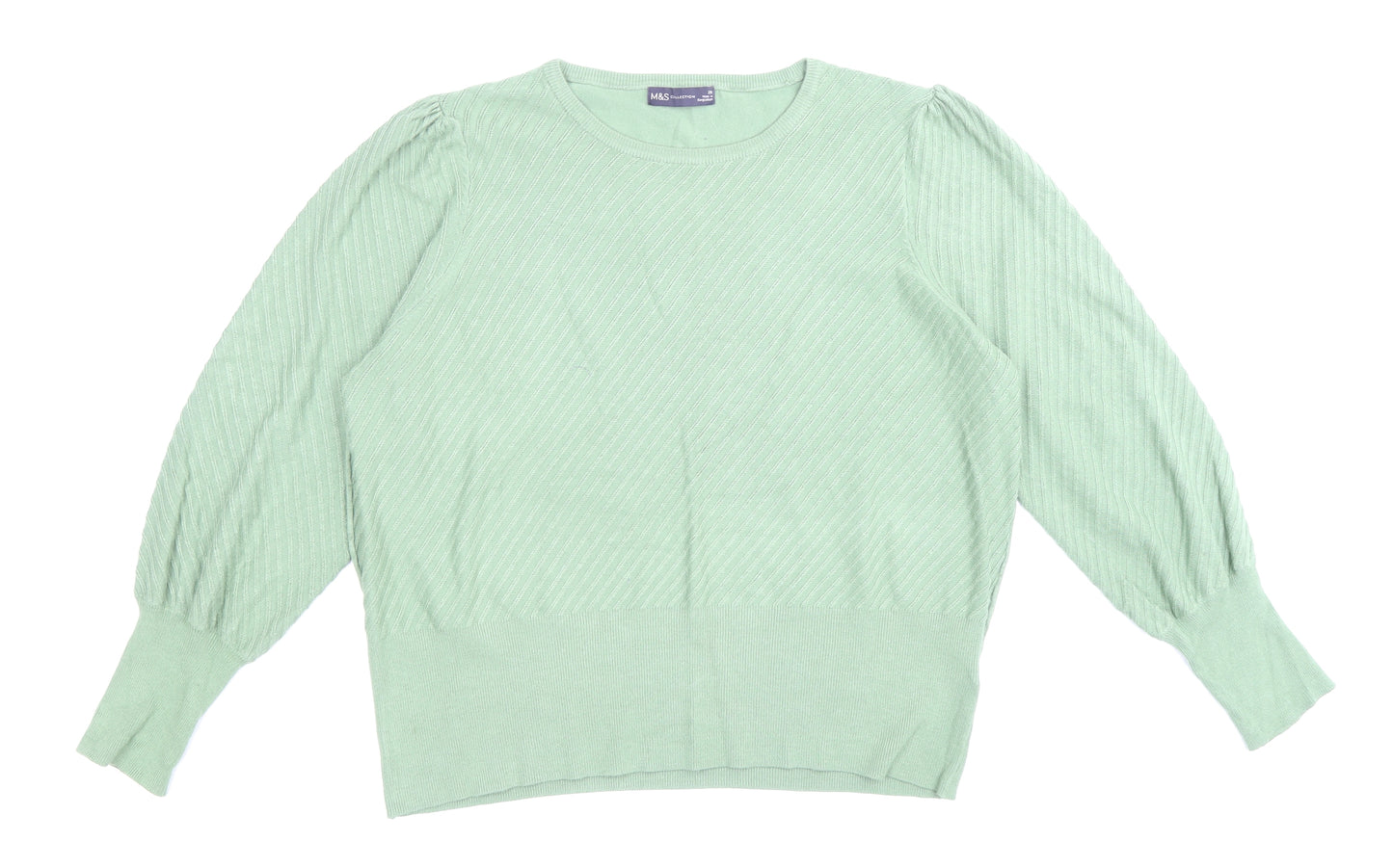 Marks and Spencer Womens Green Scoop Neck Viscose Pullover Jumper Size 20