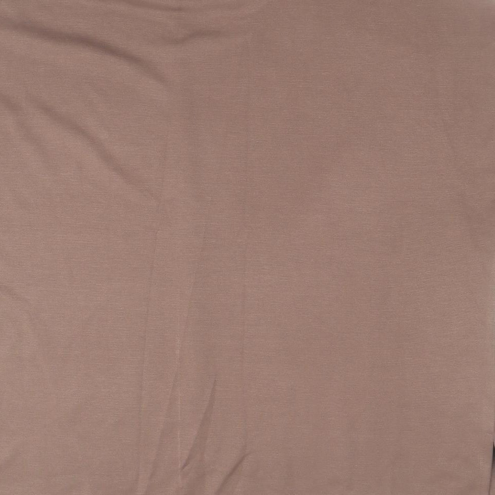 TU Womens Brown Viscose Basic T-Shirt Size 18 Scoop Neck - Snake Skin Sleeve Trim