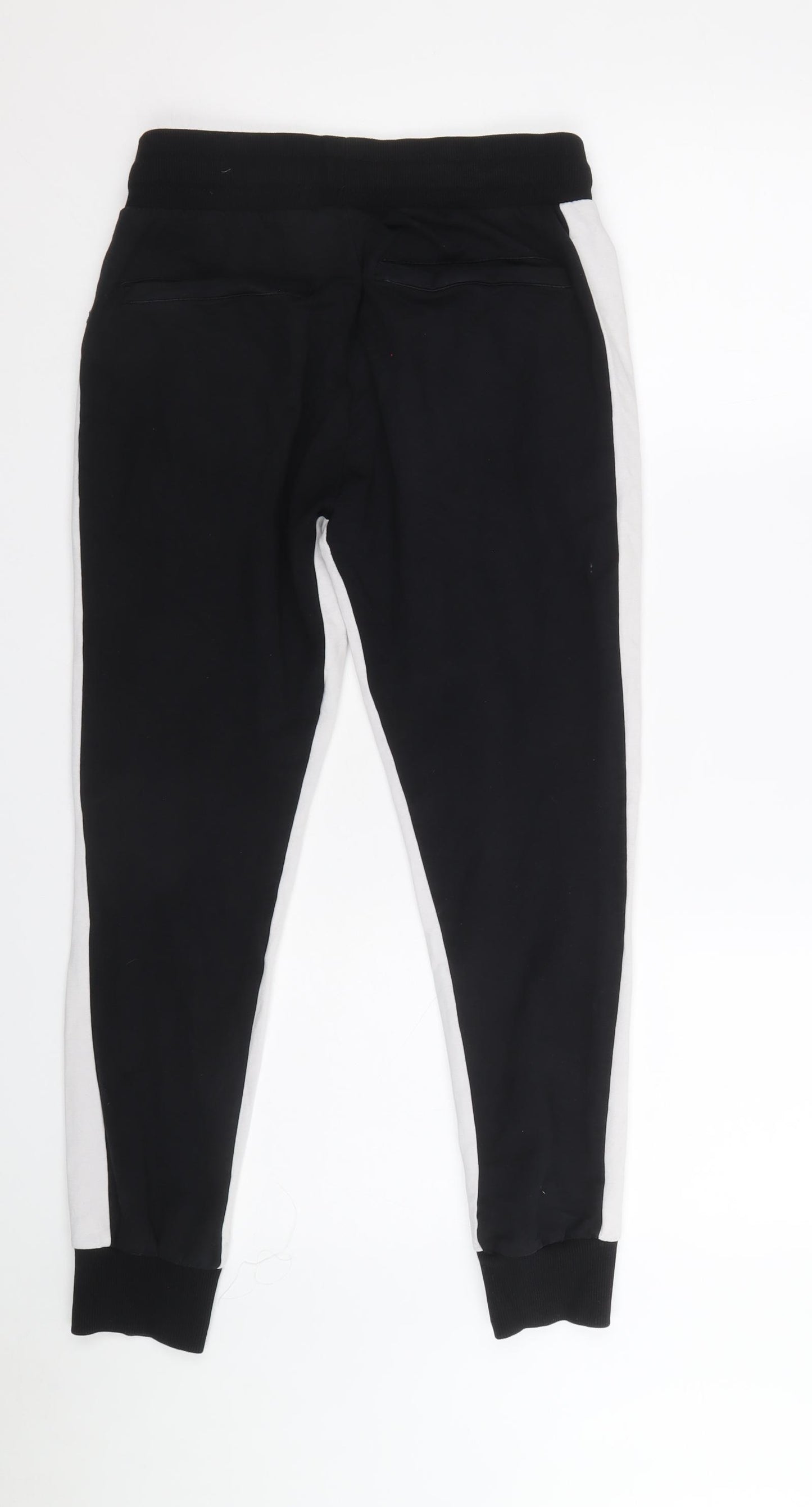 Zara Womens Black Colourblock Cotton Jogger Trousers Size S Regular Drawstring