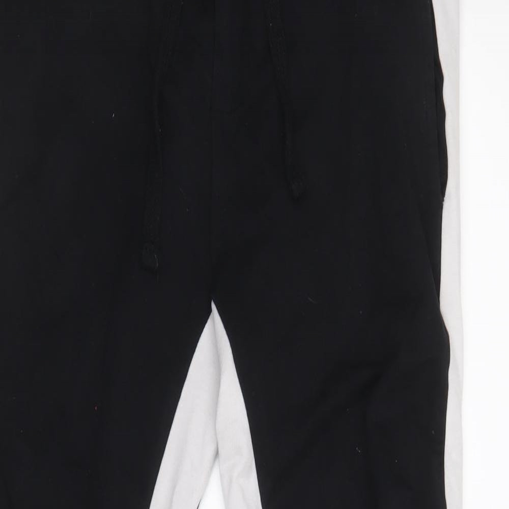 Zara Womens Black Colourblock Cotton Jogger Trousers Size S Regular Drawstring