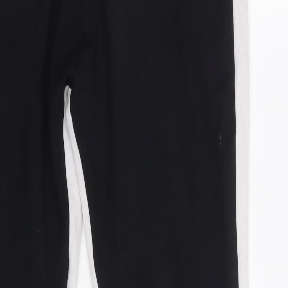 Zara Womens Black Colourblock Cotton Jogger Trousers Size S Regular Drawstring