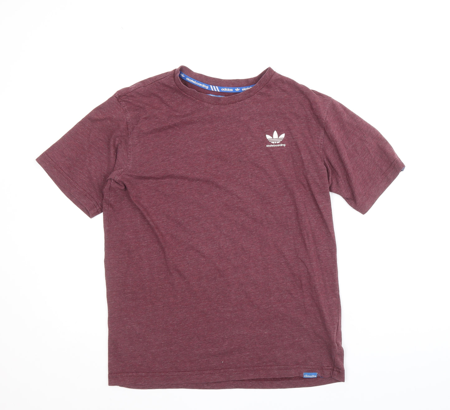 adidas Mens Red Cotton T-Shirt Size S Round Neck