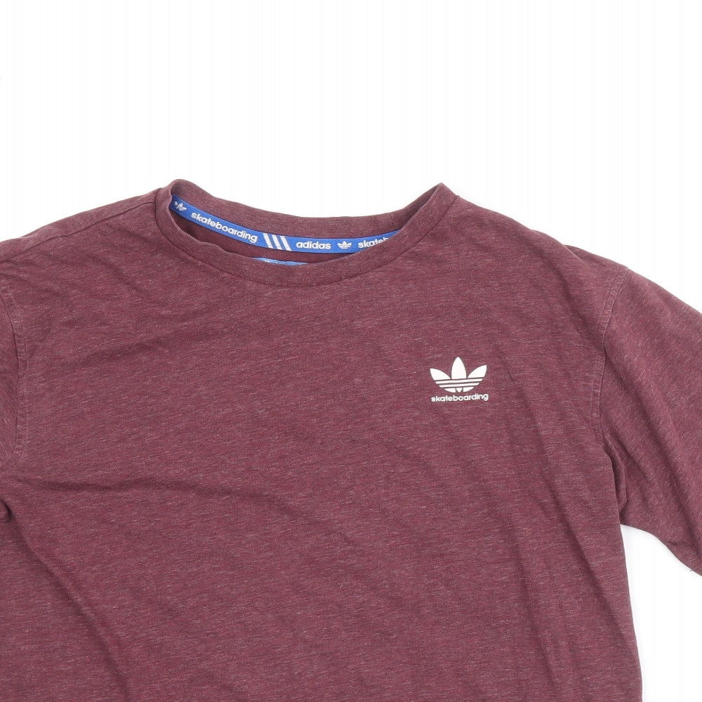 adidas Mens Red Cotton T-Shirt Size S Round Neck