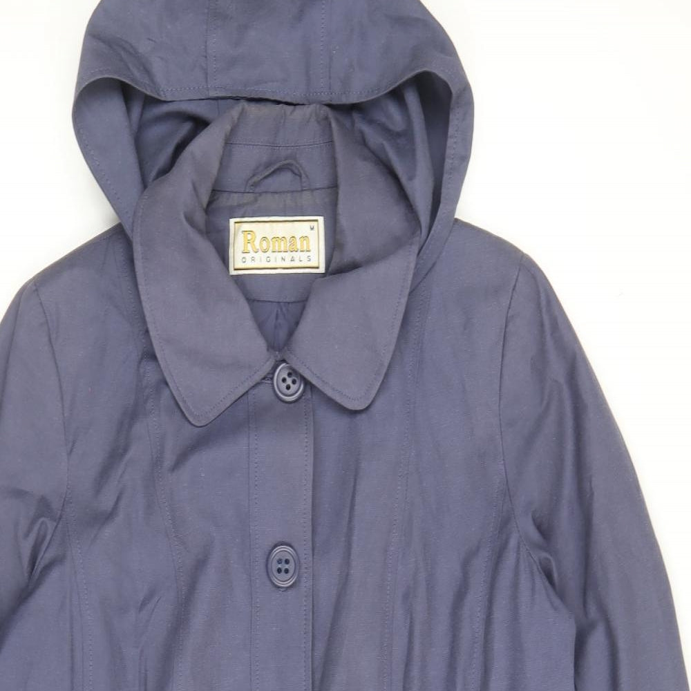 Roman Womens Purple Rain Coat Jacket Size M Button