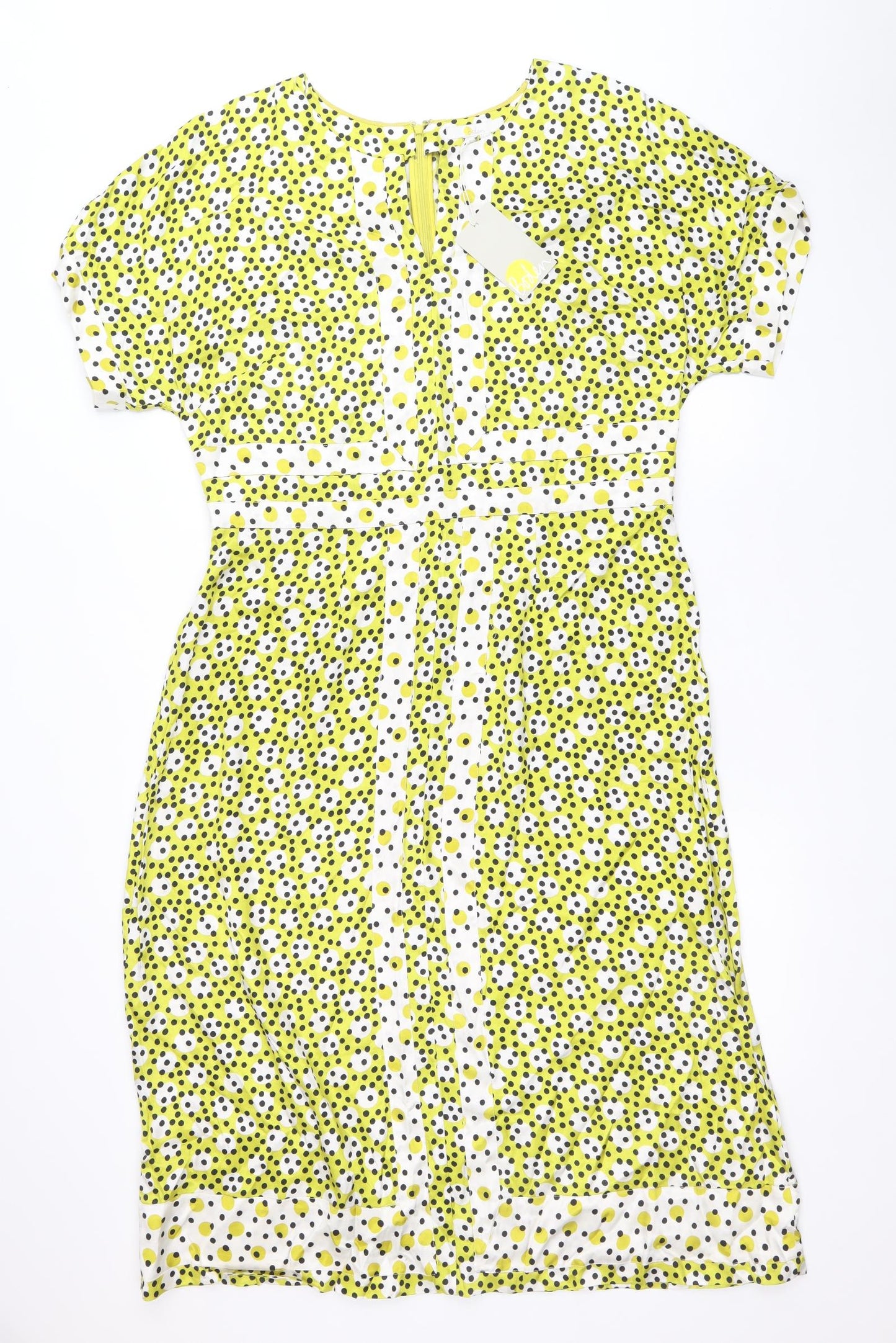 Boden Womens Multicoloured Polka Dot Viscose A-Line Size 16 Scoop Neck Zip - Contrasting Trim