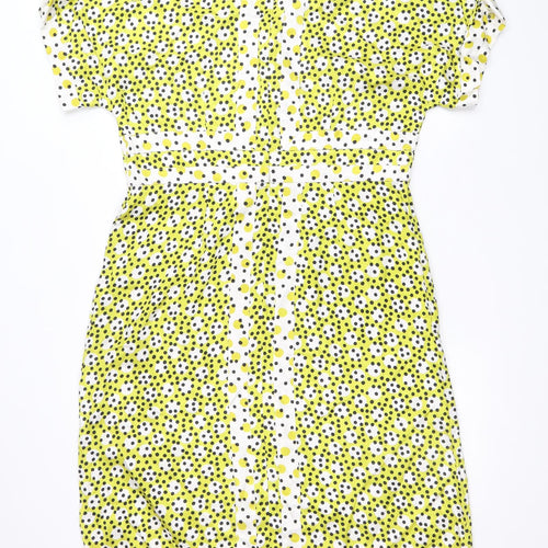Boden Womens Multicoloured Polka Dot Viscose A-Line Size 16 Scoop Neck Zip - Contrasting Trim