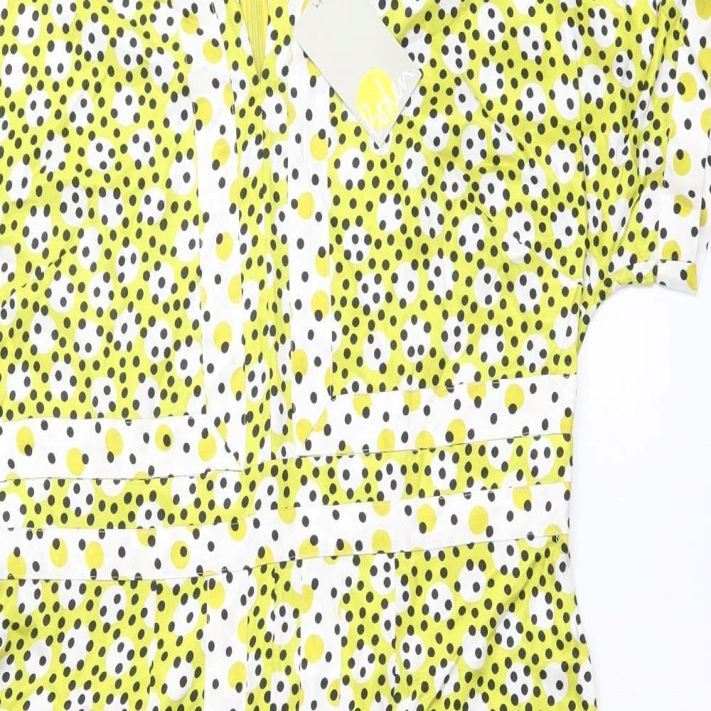 Boden Womens Multicoloured Polka Dot Viscose A-Line Size 16 Scoop Neck Zip - Contrasting Trim