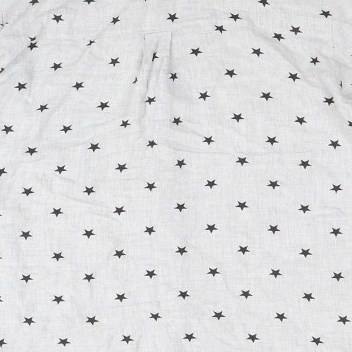 TU Womens Grey Geometric Viscose Basic Button-Up Size 12 Collared - Star Pattern