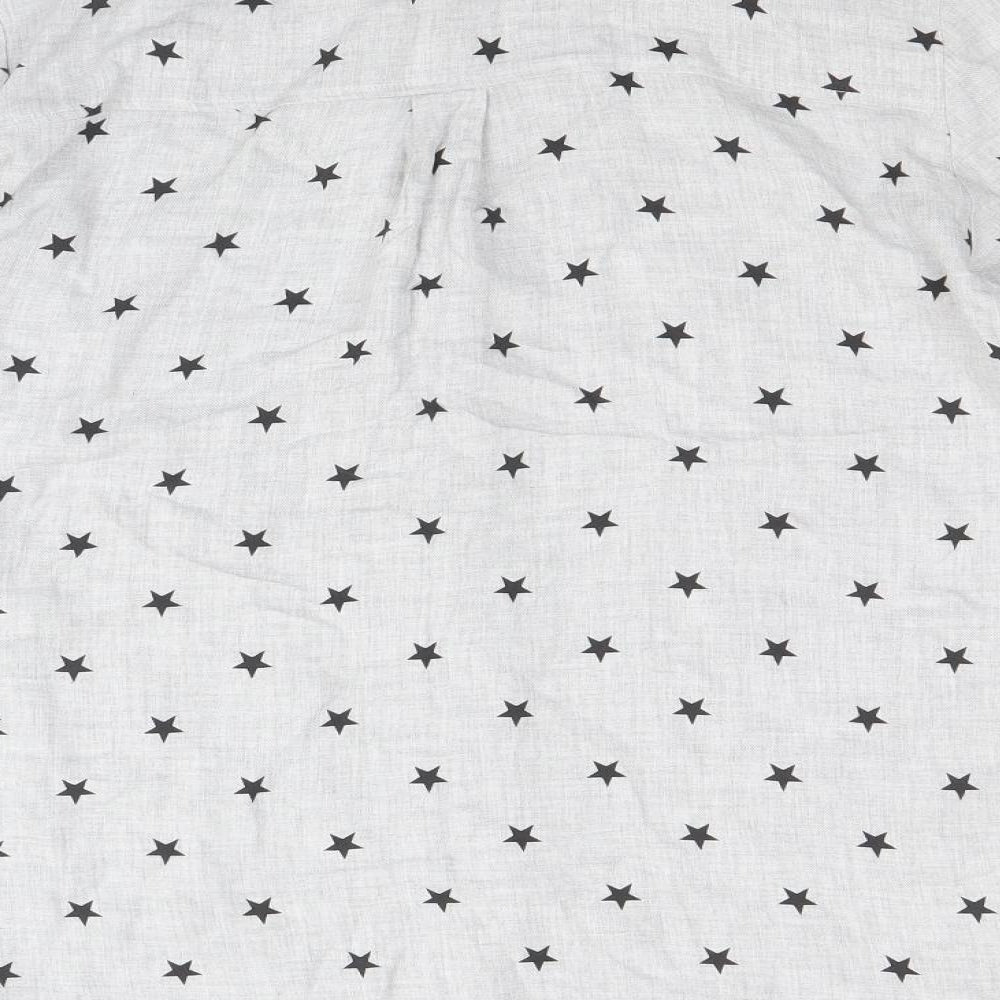 TU Womens Grey Geometric Viscose Basic Button-Up Size 12 Collared - Star Pattern