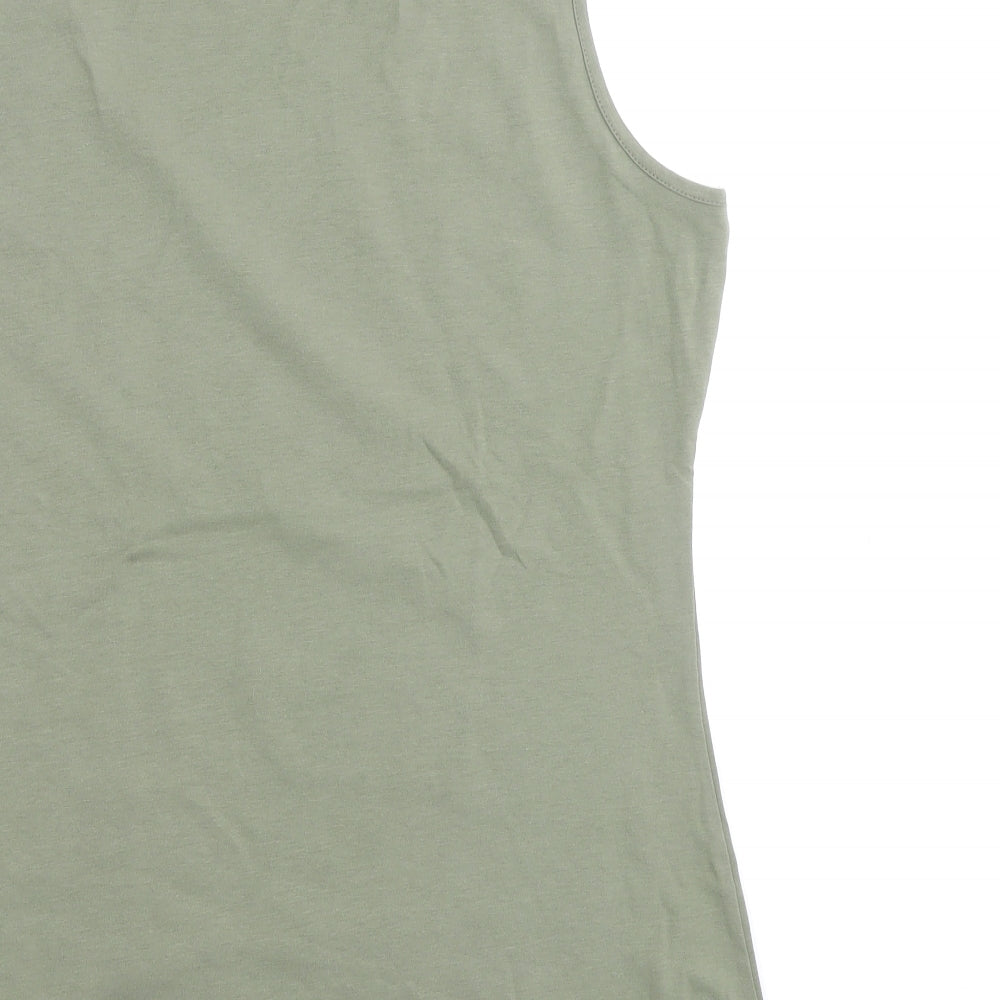Limited Collection Womens Green Cotton Basic Tank Size 14 Round Neck