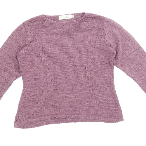 EWM Womens Purple Boat Neck Acrylic Pullover Jumper Size M - Size 14-16