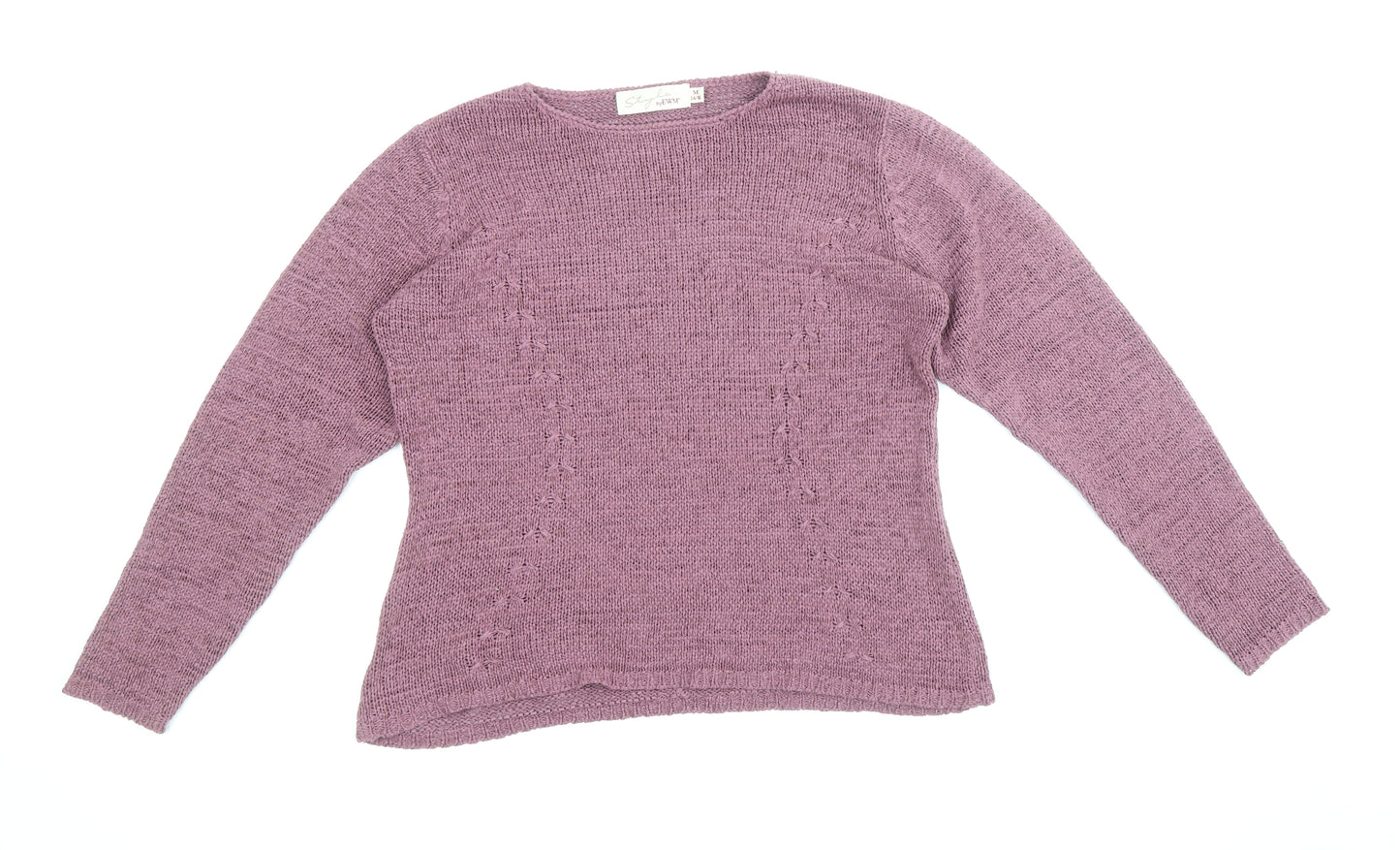 EWM Womens Purple Boat Neck Acrylic Pullover Jumper Size M - Size 14-16