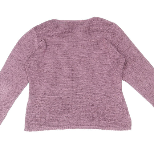 EWM Womens Purple Boat Neck Acrylic Pullover Jumper Size M - Size 14-16