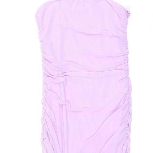 Select Womens Purple Polyester Bodycon Size 8 Square Neck Pullover