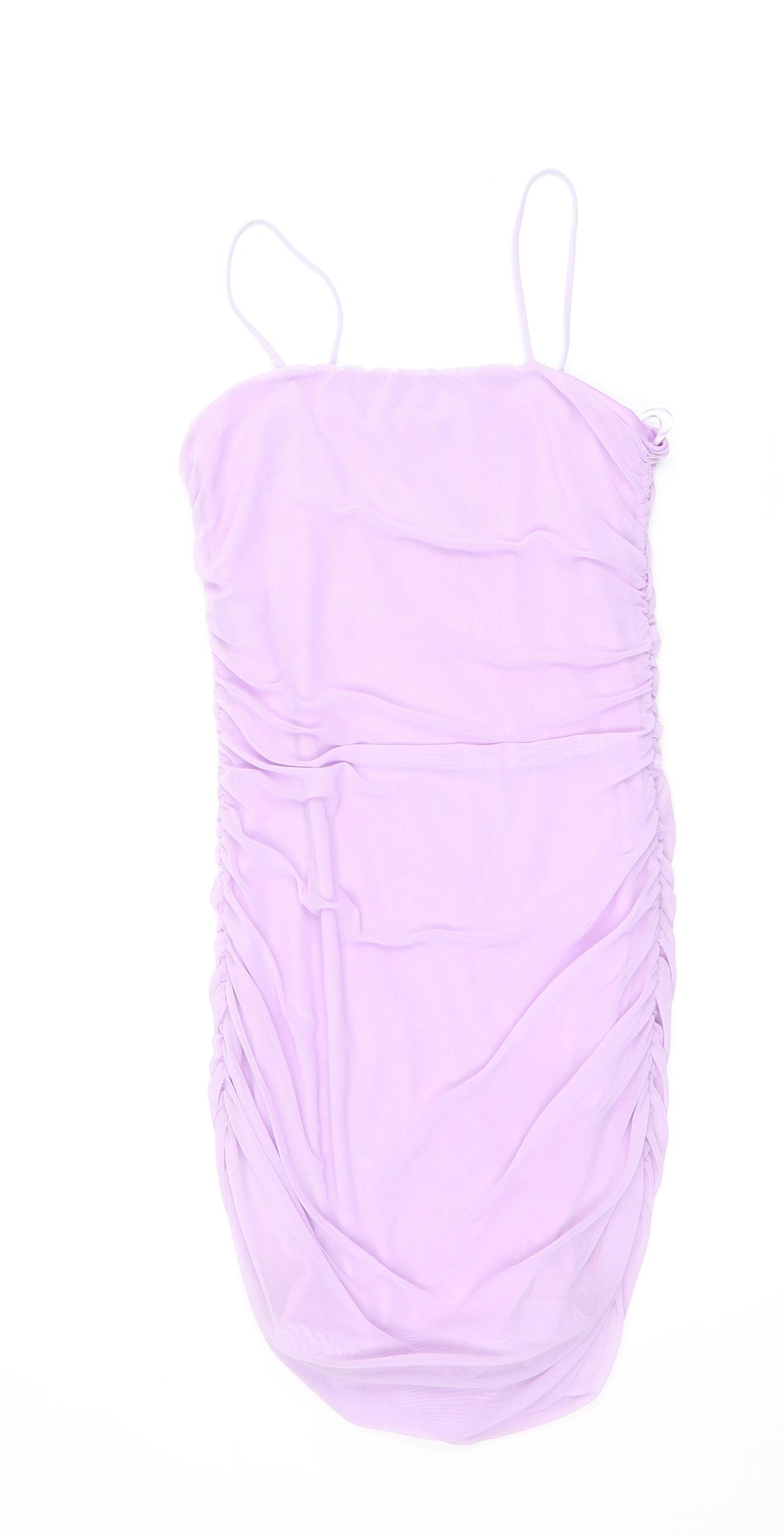 Select Womens Purple Polyester Bodycon Size 8 Square Neck Pullover