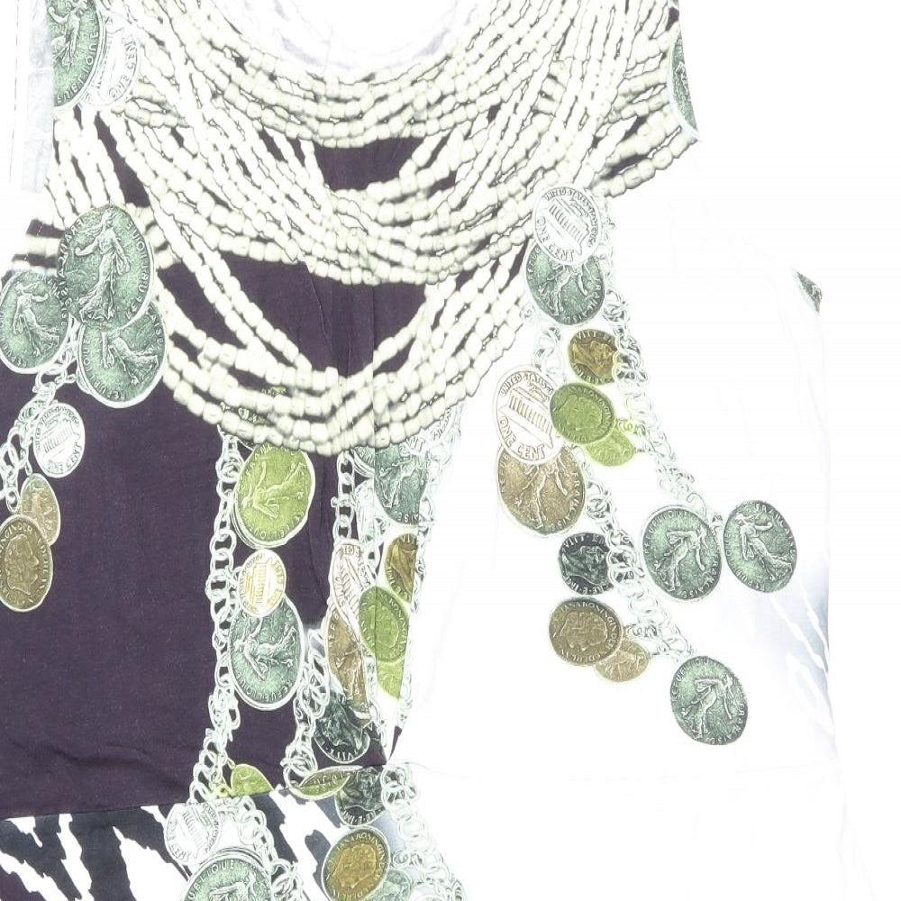 Feraud Paris Womens Multicoloured Geometric Viscose Shift Size 20 Scoop Neck Pullover