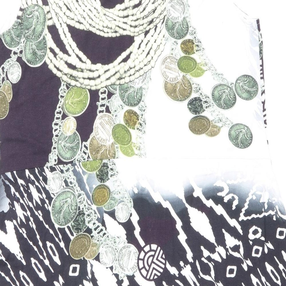 Feraud Paris Womens Multicoloured Geometric Viscose Shift Size 20 Scoop Neck Pullover