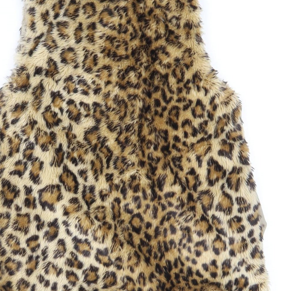 Zara Girls Beige Animal Print Gilet Waistcoat Size 11-12 Years Zip