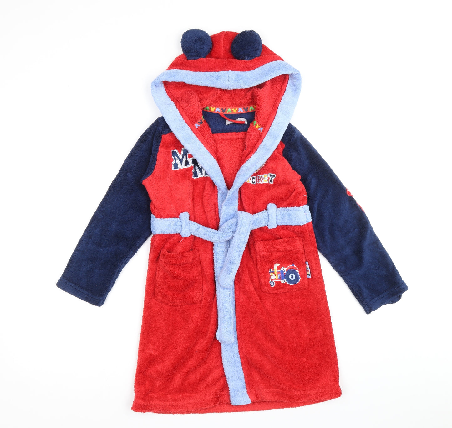 Disney Boys Multicoloured Solid Polyester Robe Size 5-6 Years Tie - Mickey Mouse