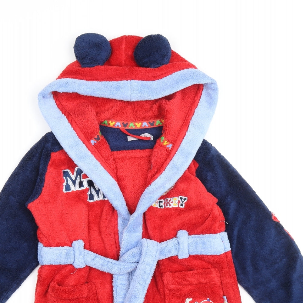 Disney Boys Multicoloured Solid Polyester Robe Size 5-6 Years Tie - Mickey Mouse