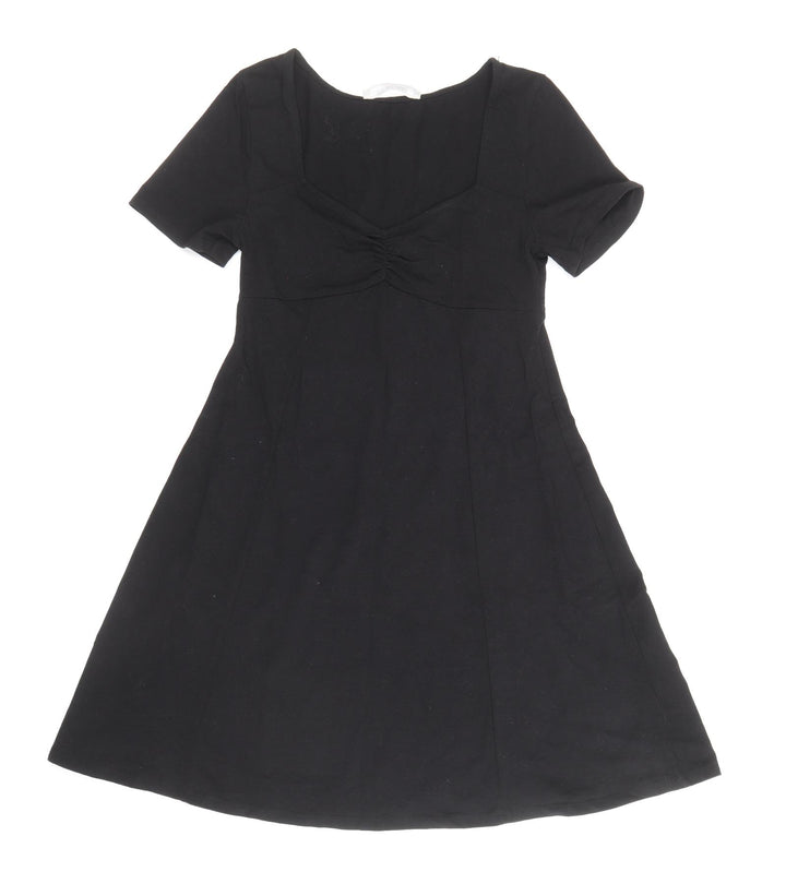 Double Zero Womens Black Cotton A-Line Size S V-Neck Pullover