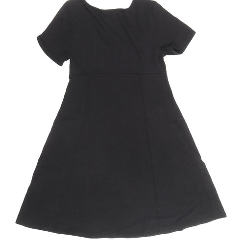 Double Zero Womens Black Cotton A-Line Size S V-Neck Pullover
