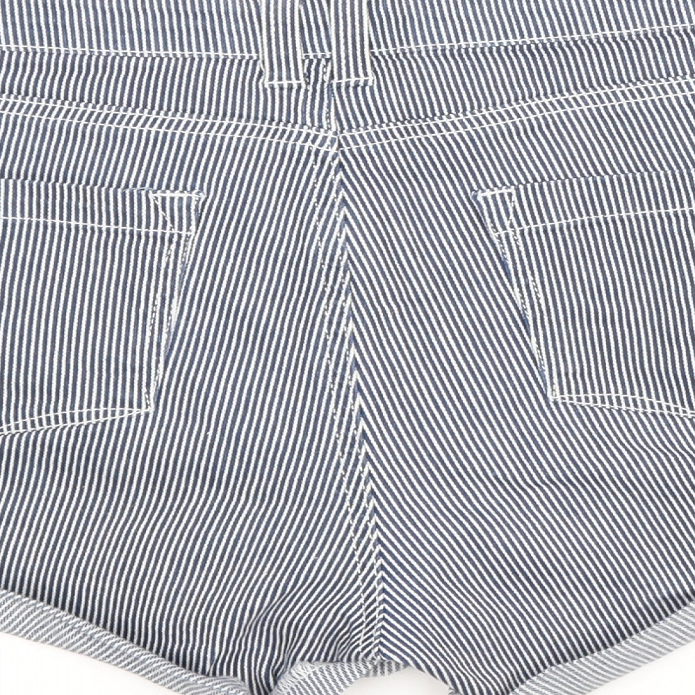 Peacocks Womens Blue Striped Cotton Chino Shorts Size 8 Regular Zip