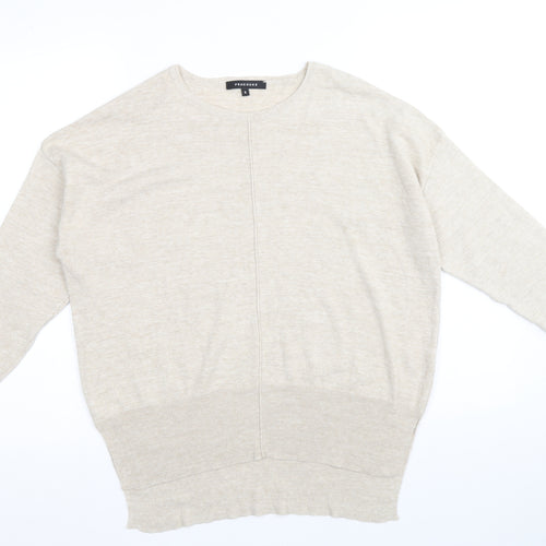 Peacocks Womens Beige Round Neck Acrylic Pullover Jumper Size S