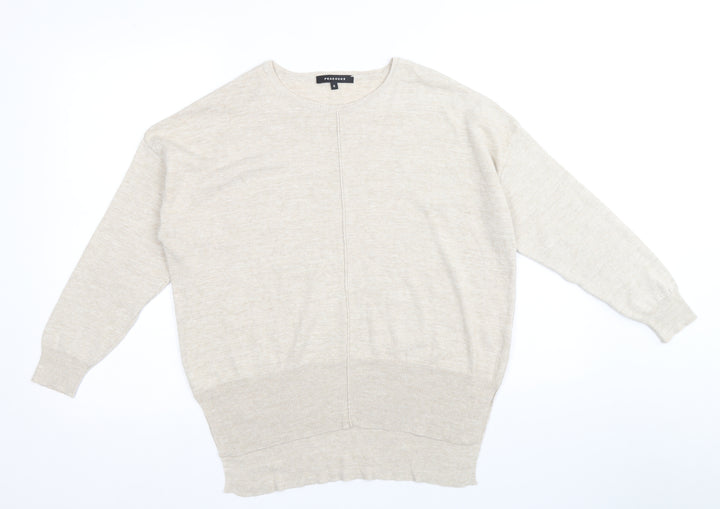 Peacocks Womens Beige Round Neck Acrylic Pullover Jumper Size S