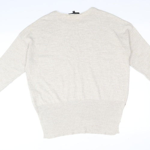 Peacocks Womens Beige Round Neck Acrylic Pullover Jumper Size S