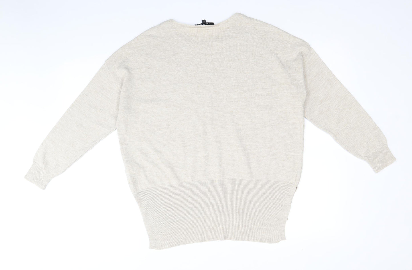 Peacocks Womens Beige Round Neck Acrylic Pullover Jumper Size S