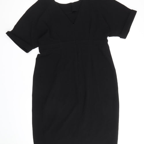 ASOS Womens Black Polyester Sheath Size 14 Round Neck Zip